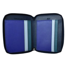 Load image into Gallery viewer, Interior view of the Denim blue wallet.