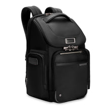 Load image into Gallery viewer, Briggs & Riley @Work Medium Widemouth Backpack in Black
Image of Front Panel Angled View
Dimensions: 17 x 14.5 x 8 in / 43.2 x 36.8 x 20.3 cm
