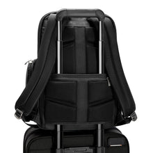 Load image into Gallery viewer, Briggs & Riley @Work Medium Widemouth Backpack in Black
Image of Back Panel Attachment Feature allowing this Backpack to ride along the telescoping handle of your carry-on trolley bag
 
Dimensions: 17 x 14.5 x 8 in / 43.2 x 36.8 x 20.3 cm