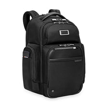 Load image into Gallery viewer, Briggs & Riley @Work Large Cargo Backpack in Black
Image of Front Panel Angled View
Dimensions: 18.75 x 16 x 8.75 in / 47.6 x 40.6 x 22.2 cm