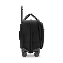 Load image into Gallery viewer, Side panel view of the black medium spinner brief. The top panel's grip and telescopic handles are pulled up.