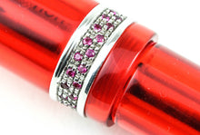 Load image into Gallery viewer, Close up to the rubies on the silver cap ring.