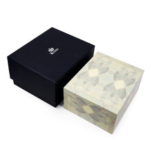 Load image into Gallery viewer, Packaging for the pen included: Presentation box (green) and outer box (black).