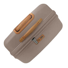 Load image into Gallery viewer, Set on a white background. Top view of the suitcase. The TSA Combination lock is in the middle, and uses a three-digit code.