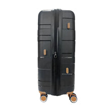 Load image into Gallery viewer, Side view of the black 28-inch suitcase. Set on a white background.