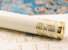 Load image into Gallery viewer, Close up to the gold vermeil decorations on the lower portion of the pen.