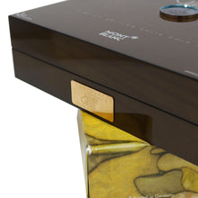 Load image into Gallery viewer, Close up to the presentation box's front panel. It features an engraved golden tag.