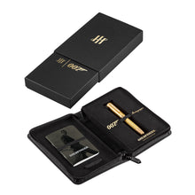 Load image into Gallery viewer, The outer packaging and leatherette zipper case for the Pen and pad are shown.