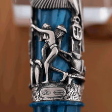 Load image into Gallery viewer, Montegrappa Limited Edition Luxor Blue Nile Silver Fountain Pen Design Close Up