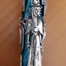 Load image into Gallery viewer, Montegrappa Limited Edition Luxor Blue Nile Silver Fountain Pen Design Close Up