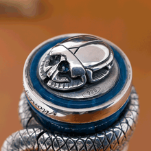 Load image into Gallery viewer, Montegrappa Limited Edition Luxor Blue Nile Silver Fountain Pen Silver Beatle with Jewel eyes