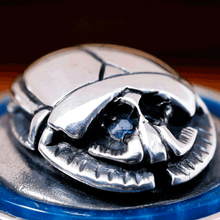 Load image into Gallery viewer, Montegrappa Limited Edition Luxor Blue Nile Silver Fountain Pen Beetle Close up