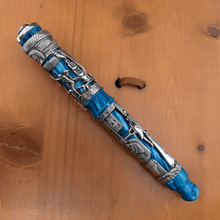 Load image into Gallery viewer, Montegrappa Limited Edition Luxor Blue Nile Silver Fountain Pen Back