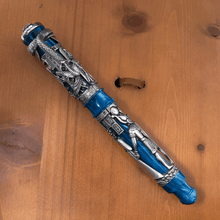 Load image into Gallery viewer, Montegrappa Limited Edition Luxor Blue Nile Silver Fountain Pen Front