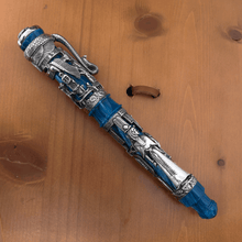 Load image into Gallery viewer, Montegrappa Limited Edition Luxor Blue Nile Silver Fountain Pen Side