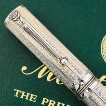 Load image into Gallery viewer, Close Up to the pen's clip. A delicate rose with leaves design was engraved on its top.