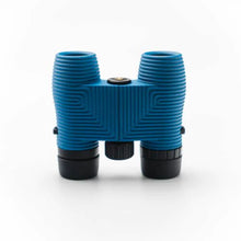 Load image into Gallery viewer, Bottom view of the blue binoculars with black accents.