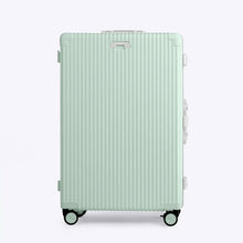 Load image into Gallery viewer, Front panel view of the light green suitcase.