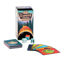 Load image into Gallery viewer, The box, cards, and dice arranged on a white background.