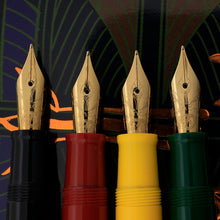 Load image into Gallery viewer, Close up to the four nibs on the fountain pens.