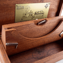 Load image into Gallery viewer, Close up to the presentation box's interior. it has a compartment under the pen rest.