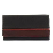 Load image into Gallery viewer, Front view of the brown leather clutch wallet