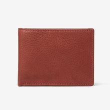 Load image into Gallery viewer, Front view of the tan leather wallet.