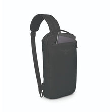 Load image into Gallery viewer, Angled front view of the sling bag with a tablet peeking from the front pocket.