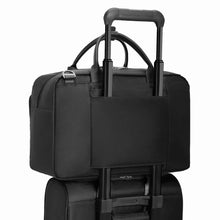 Load image into Gallery viewer, Briggs & Riley Rhapsody Multi-Pocket Cabin Bag shown in Black
Back Panel view showing attachment feature, allowing this cabin bag to ride along the trolley handles of your carry-on trolley cabin bag.
Dimensions: 10.5 x 16.75 x 8.75 in / 26.7 x 42.5 x 22.2 cm