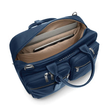 Load image into Gallery viewer, Briggs & Riley Rhapsody Multi-Pocket Cabin Bag shown in Navy
Front Angled View - Image of Spacious Main Compartment with protection for your Laptop, Tablet as well as ample space for your travel essentials
Dimensions: 10.5 x 16.75 x 8.75 in / 26.7 x 42.5 x 22.2 cm
