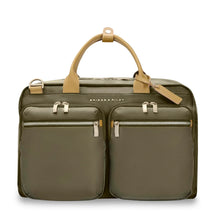 Load image into Gallery viewer, Briggs & Riley Rhapsody Multi-Pocket Cabin Bag shown in Olive
Front Panel View, with two front panel zippered pockets
Dimensions: 10.5 x 16.75 x 8.75 in / 26.7 x 42.5 x 22.2 cm