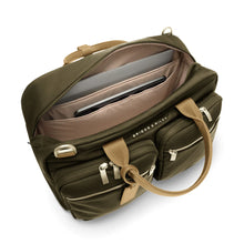 Load image into Gallery viewer, Briggs & Riley Rhapsody Multi-Pocket Cabin Bag shown in Olive
Front Angled View, showing generous capacity main zip compartment, with protection for your laptop & tablet.
Dimensions: 10.5 x 16.75 x 8.75 in / 26.7 x 42.5 x 22.2 cm