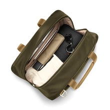 Load image into Gallery viewer, Briggs & Riley Rhapsody Weekender Tote - Shown in Olive
Angled View of Main Packing Compartment with Zip Closure.  Ample space for overnight travel essentials as well as protected area for your laptop and tablet.
Dimensions:  15 x 19 x 9.8 in / 38.1 x 48.3 x 24.9 cm