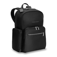 Load image into Gallery viewer, Briggs & Riley Rhapsody Medium Backpack - Shown in Black
Front Panel Angled View
Dimensions: 16 x 13.5 x 6 in / 40.6 x 34.3 x 15.2 cm