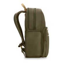 Load image into Gallery viewer, Briggs & Riley Rhapsody Medium Backpack - Shown in Olive
Image of Side Panel view of Backpack
Dimensions: 16 x 13.5 x 6 in / 40.6 x 34.3 x 15.2 cm