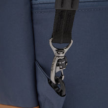 Load image into Gallery viewer, Close up to the blue backpack's detachable strap clasp.
