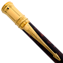 Load image into Gallery viewer, Parker Duofold Marbled Maroon with Gold Trim Ballpoint Pen