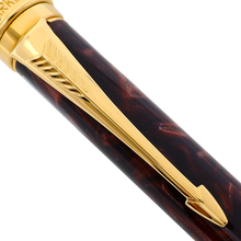 Load image into Gallery viewer, Parker Duofold Marbled Maroon with Gold Trim Ballpoint Pen