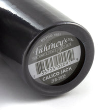 Load image into Gallery viewer, Close up to the product tag at the bottom of the gift tube with Fahrney's logo and text: Calico Jack ZFR-2032.