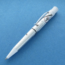 Load image into Gallery viewer, Angled view of the Retro 51 Mercury 7 Rollerball Pen on a blue background.