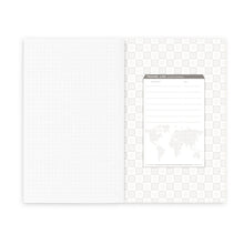 Load image into Gallery viewer, Inside back cover of the PanAm Notebook. it has a section for Travel Logs.