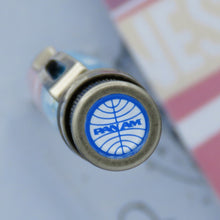 Load image into Gallery viewer, Pen's top disk close up, featuring the white and blue Pan Am logo