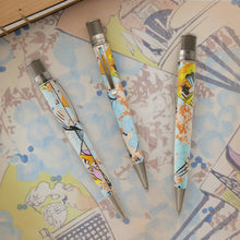 Load image into Gallery viewer, Front and side views of the Bijutsukai pen, laid on an Ukiyo-e pattern