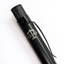 Load image into Gallery viewer, Retro 51 Black Matte Stealth Pen with Scales of Justice Engraving.