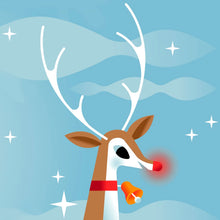 Load image into Gallery viewer, Close up to the red-nosed Reindeer illustration.
