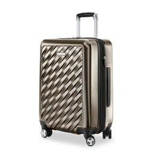 Load image into Gallery viewer, Angled front panel view of the bronze hard shell suitcase.