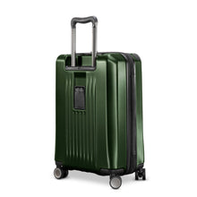 Load image into Gallery viewer, Angled back panel view of the green hard shell suitcase.