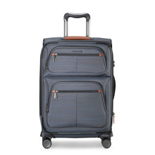 Load image into Gallery viewer, Front panel view of the gray soft side carry-on suitcase.