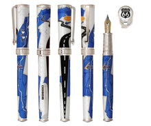 Load image into Gallery viewer, Full View Of The Sapphire and White Route 66 Pen