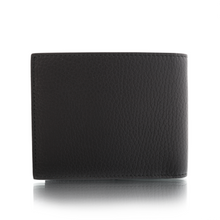 Load image into Gallery viewer, Back panel view of the black leather billfold wallet.